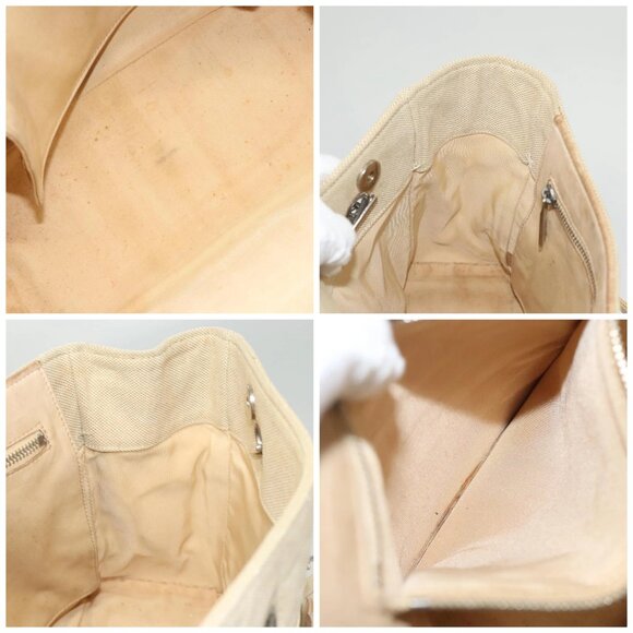 CHANEL Camelia Choco Bar Hand Bag Canvas Beige Silver CC Auth sw727 - Picture 16 of 16